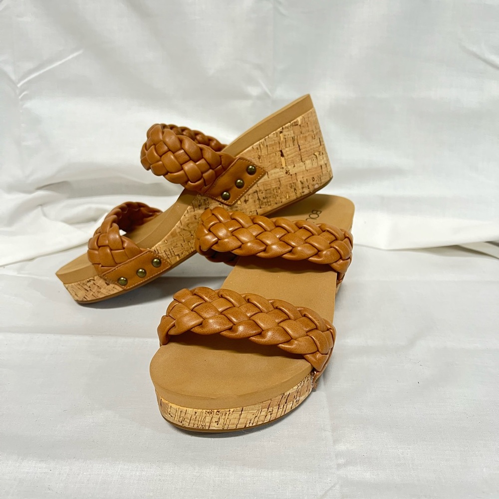 Tan Braided Corky’s Wedge Sandals size 10